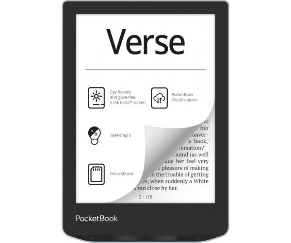 Електронна книга 6" PocketBook Verse PB629 Bright Blue (PB629-2-CIS) E-Ink Carta 1024х758 212 dpi 8Gb microSD 1GHz 512Mb 1500 мАч підсвічування Wi-Fi USB Type-C, фото №1