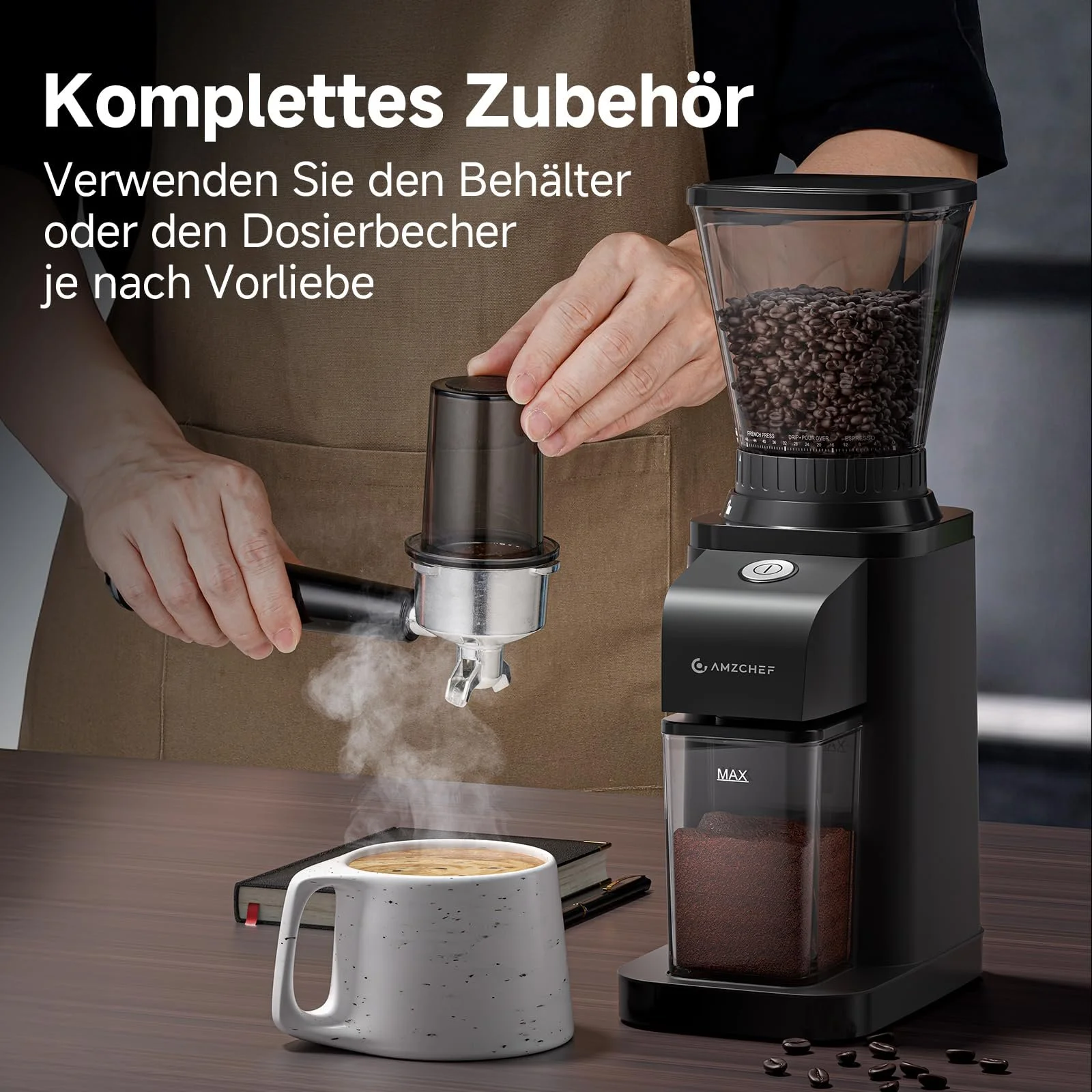 Кофемолка электрическая AMZCHEF 48 степеней помола, 250 г, фото №8