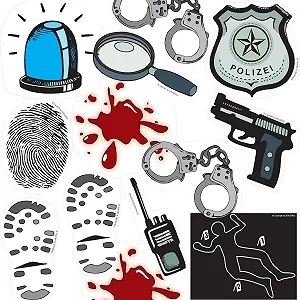 Набір посуду для вечірки Детектив Фло, 36 предметів: 8 тарілок, 8 стаканів, 20 серветок, конфетті XXL synthetic.ua - Фото 1