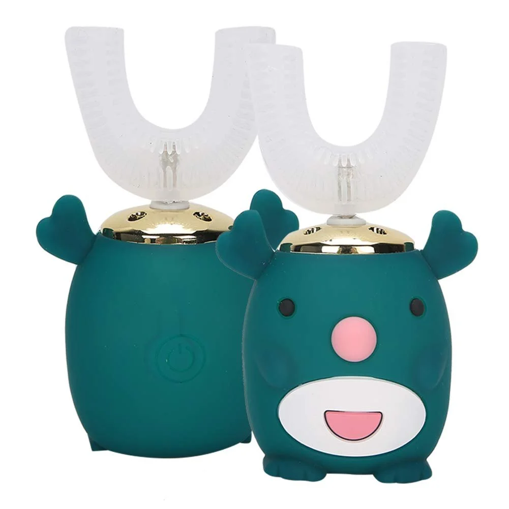 Детская электрическая звуковая зубная щетка U-образная 6-14 лет Green, фото №7