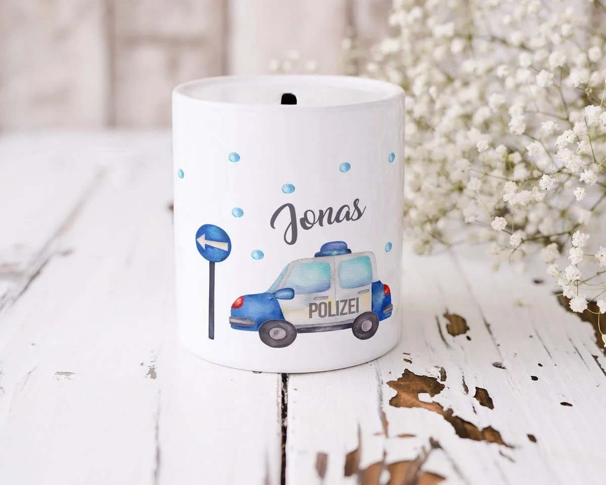 Скарбничка дитяча Mikalino Police Car керамічна Біла One Size, фото №4