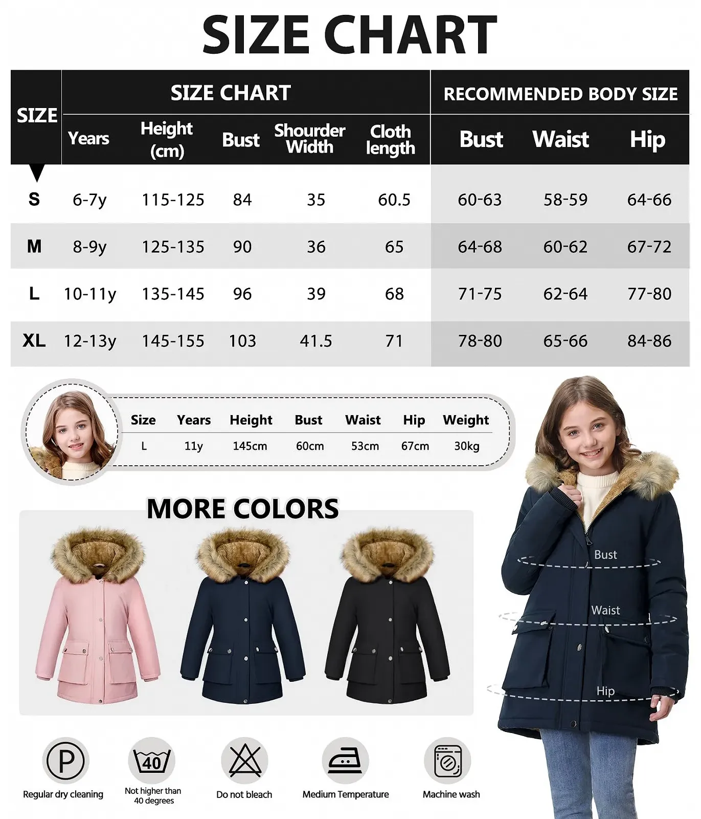 Зимова Куртка Vancavoo для Дівчат, Підліткова Зимова Куртка, Довга, фото №6