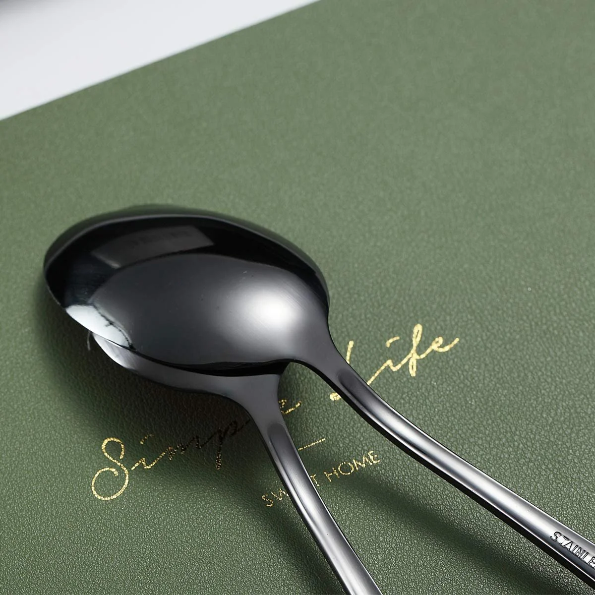 Ложки столові Kyraton, 6 штук, 8 дюймів, нержавіюча сталь, з титановим чорним покриттям, фото №6