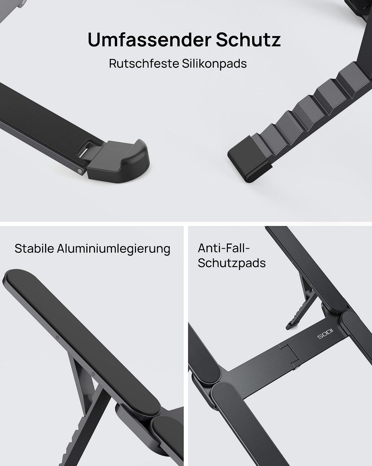 Підставка для ноутбука портативна SODI, регульована по висоті та складна, універсальна для ноутбуків 10-16 дюймів Мінімалістична, фото №5