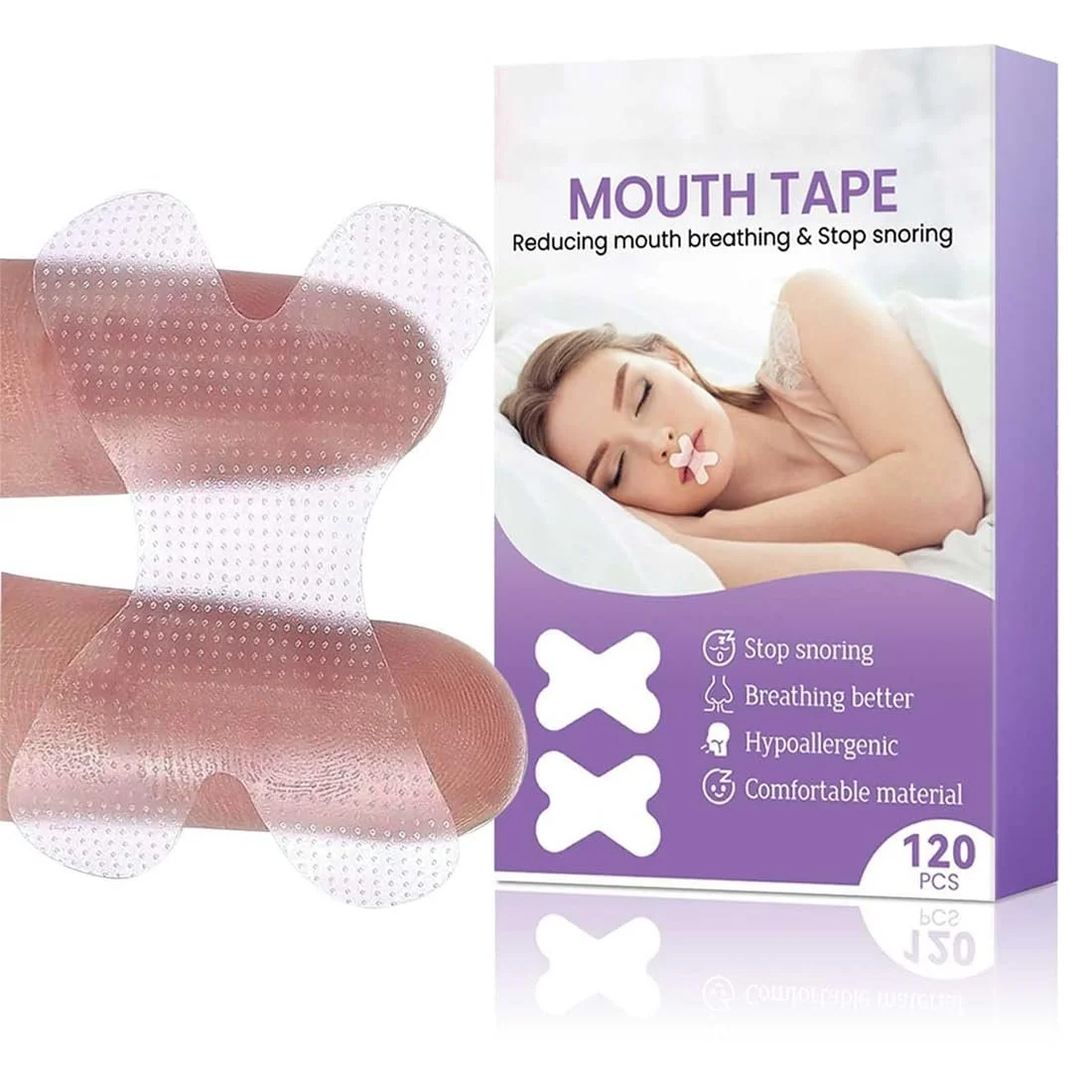 Пластыри для рта для сна 2 упаковки Premium, от храпа, для развития привычки дышать носом, фото №1