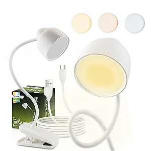 Настільна лампа Lumiled LED 5 Вт Димування CCT 3000/4500/6000K USB-C Гнучка шия Затискач Сенсорна Біла - Фото 1