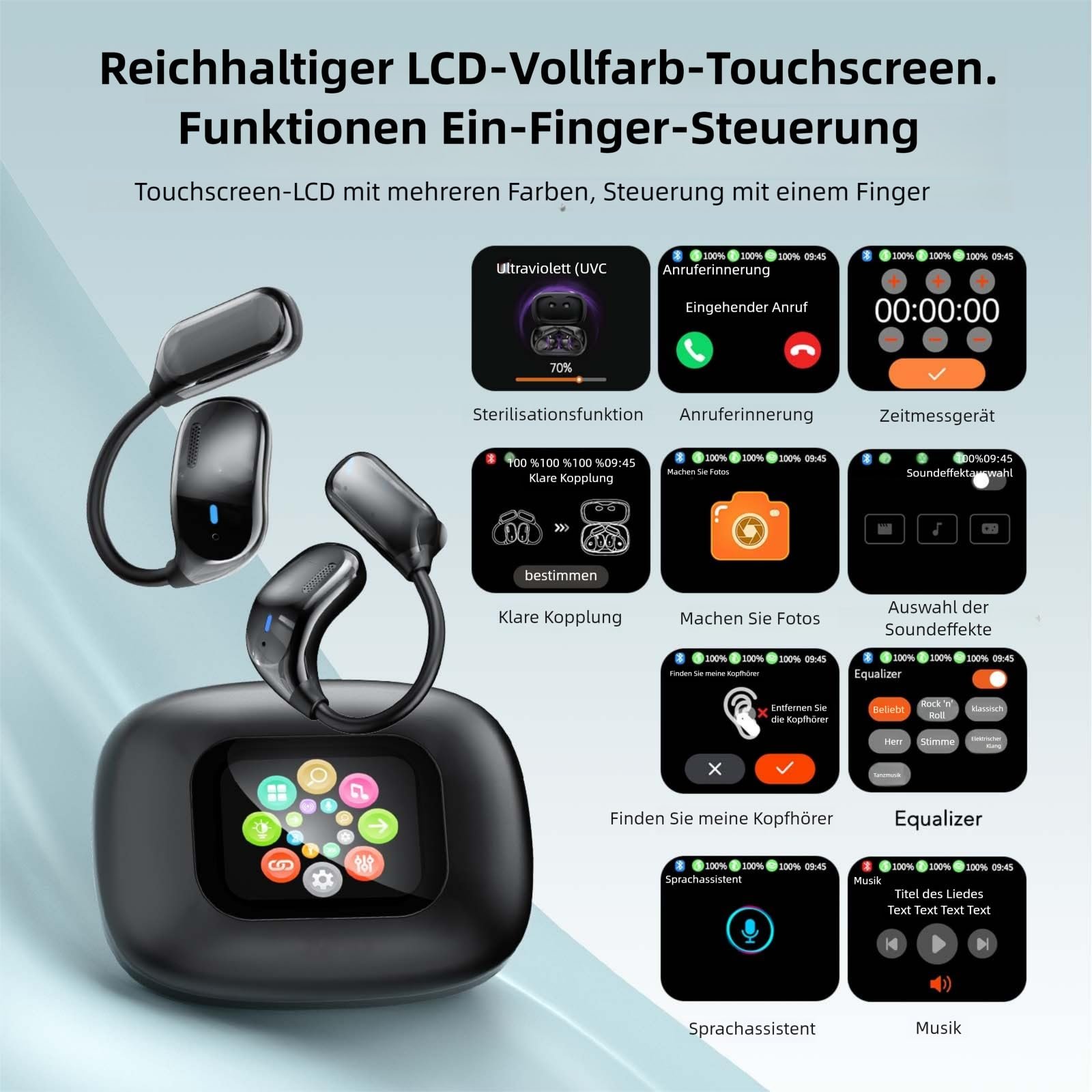 Наушники-переводчики Ki 3-в-1, голоса в реальном времени на 135 языках с микрофоном ANC и приложением, Bluetooth 5.4, 8 режимов, 50 часов, фото №6