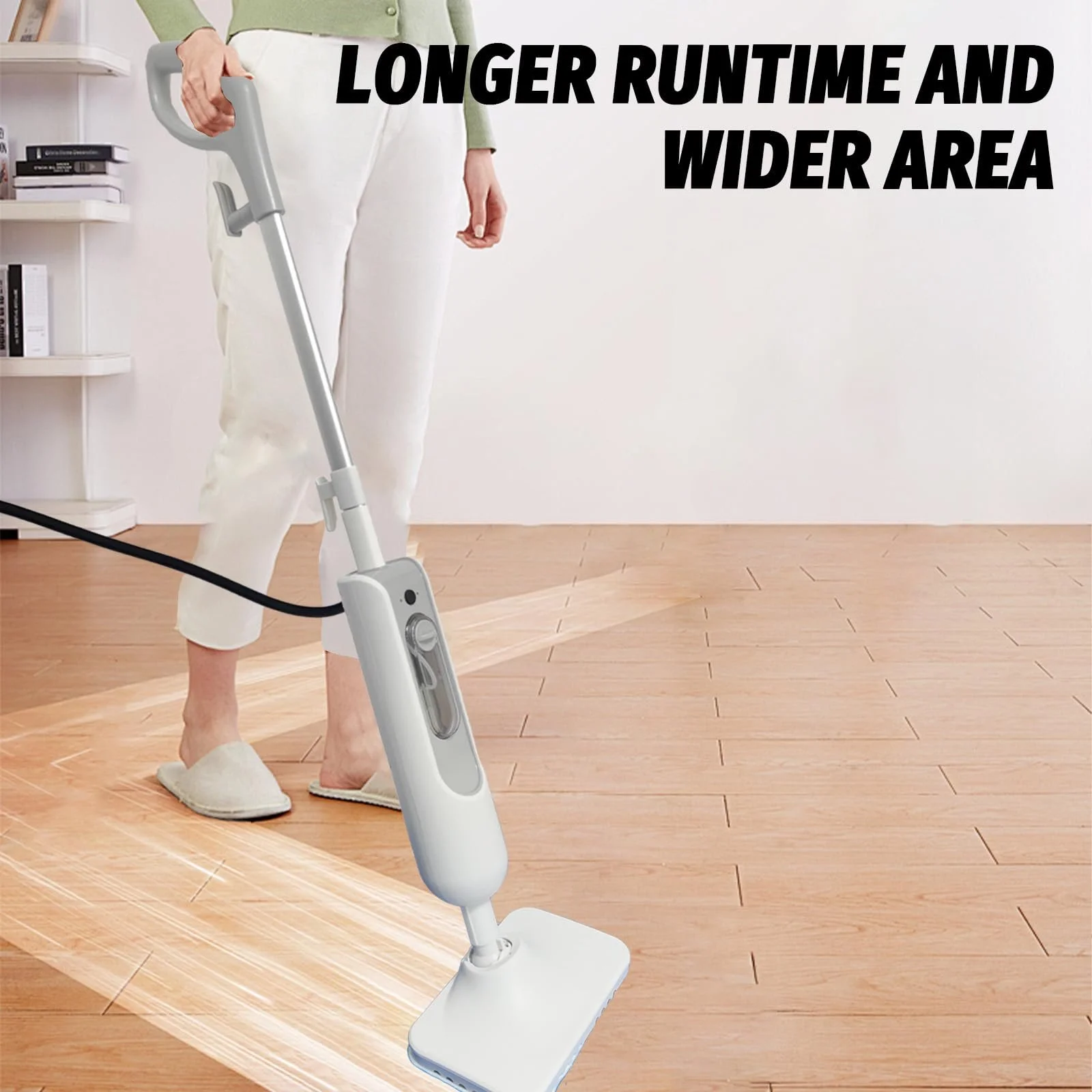 Парова швабра Бездротова Поворотна головка 120° Біла, фото №5