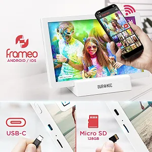 Цифровая фоторамка Duronic PF1D WE 10,1 дюйма 800 x 1280 IPS 32 ГБ WiFi Белый - Фото 1