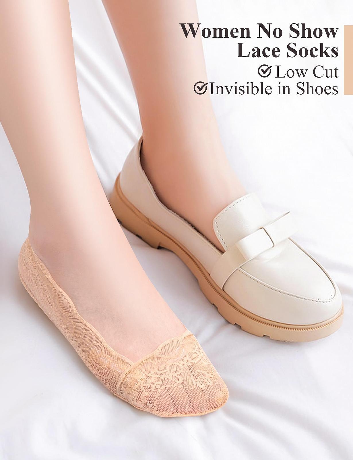 Носки-следки Becellen, 6 пар, женские, балетные дышащие кружевные носки с силиконом против скольжения, фото №5