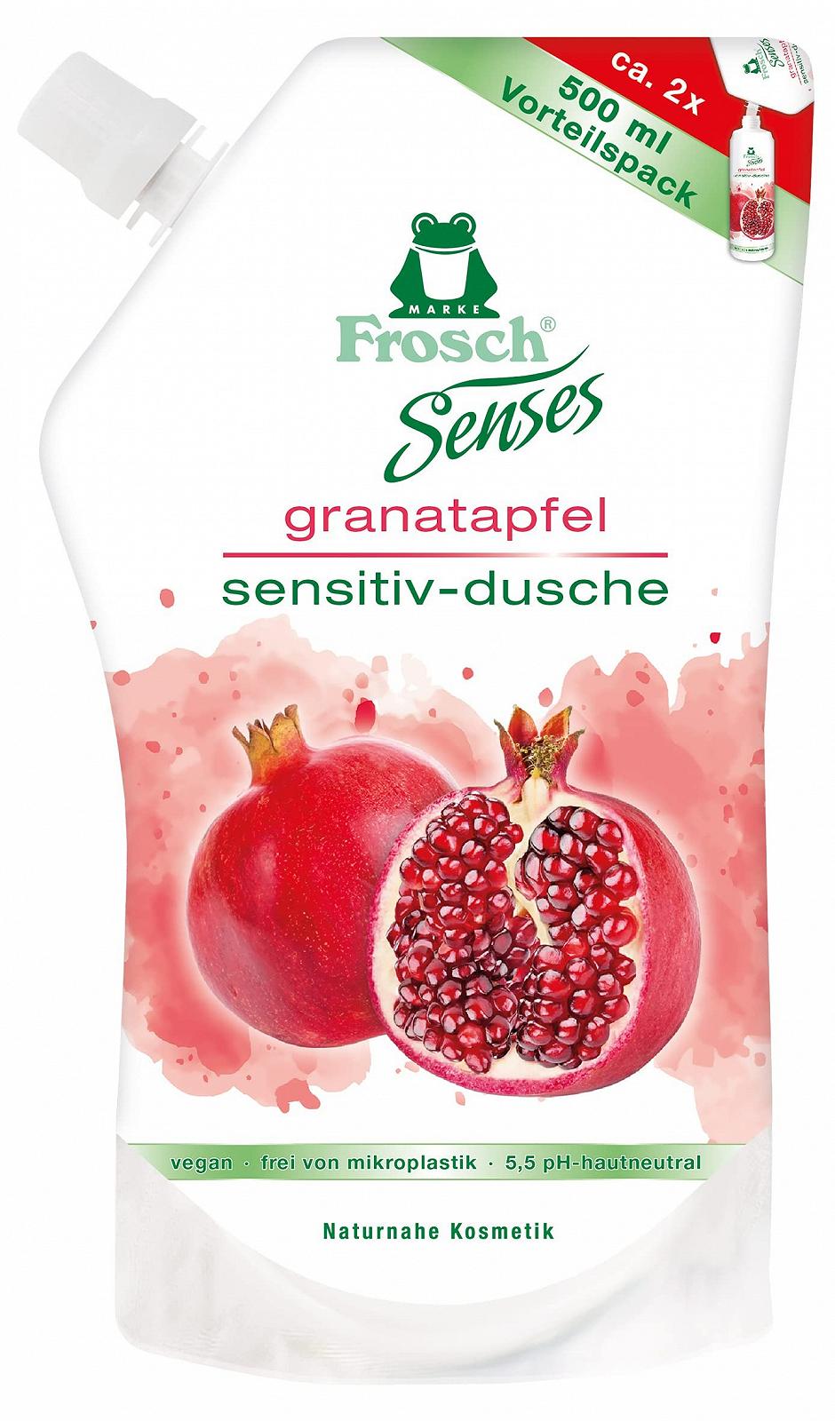 Гель для душа Frosch Senses Pomegranate Sensitive для чувствительной кожи pH-нейтральный 500 мл сменный пакет, фото №1