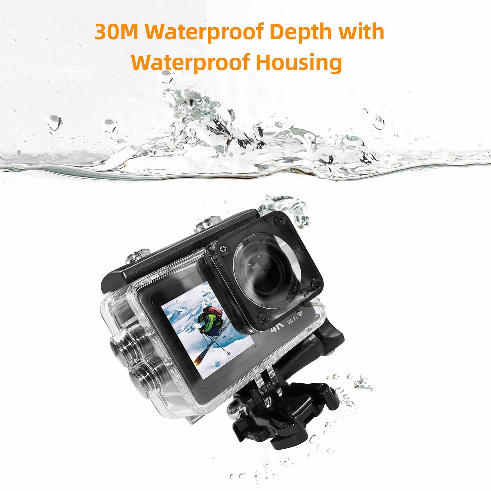 Екшн-камера Andoer 4K 30FPS Action Camera 16MP WiFi 160° двоекранна 30 м водонепроникна, фото №5