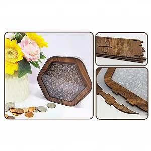 Скарбничка Focket Wooden Pig Tray шестикутна з цифровими вагами synthetic.ua - Фото 1