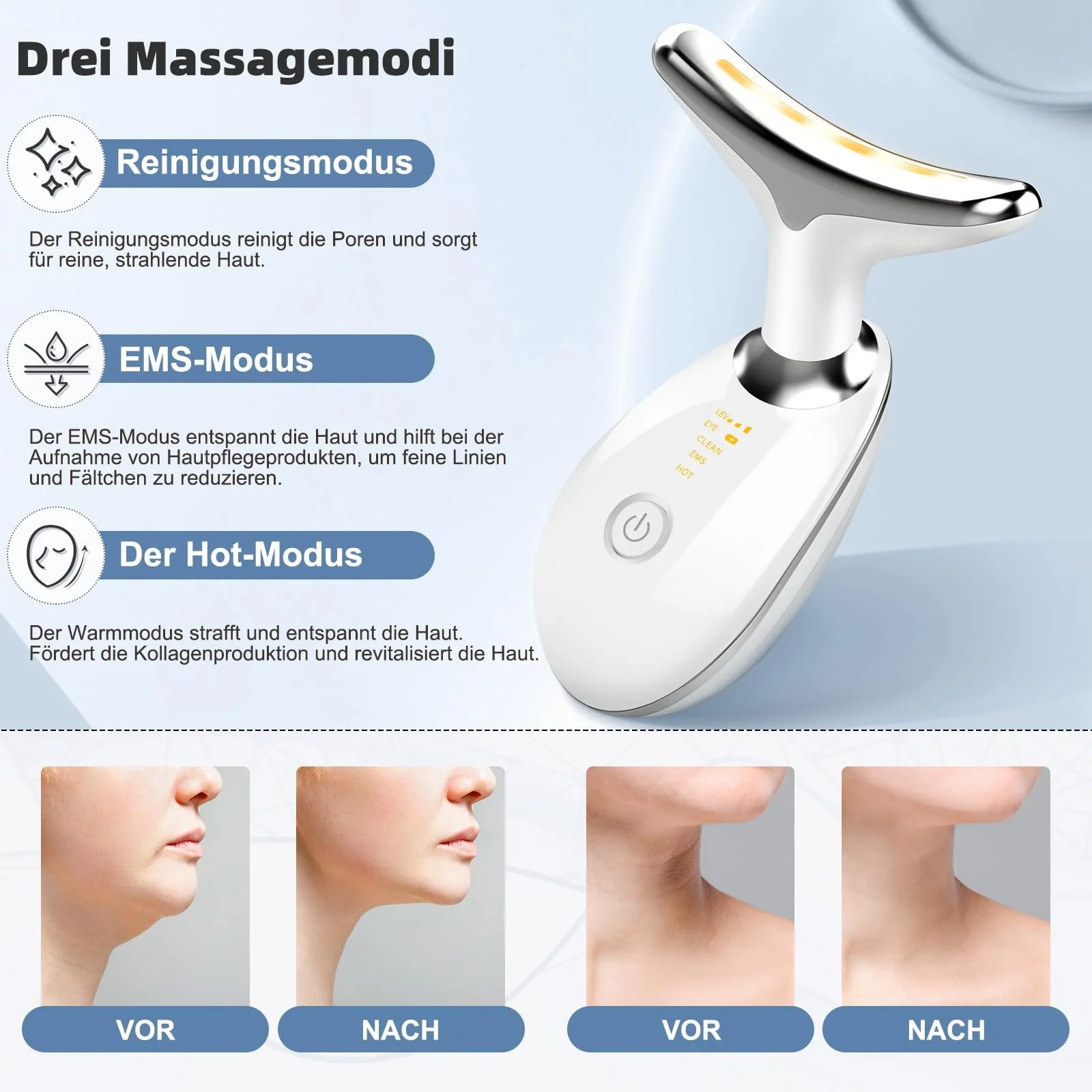 Масажер для обличчя NVKHG проти зморшок, 7 кольорів LED світла EMS Gua Sha електричний, 3 режими, фото №7