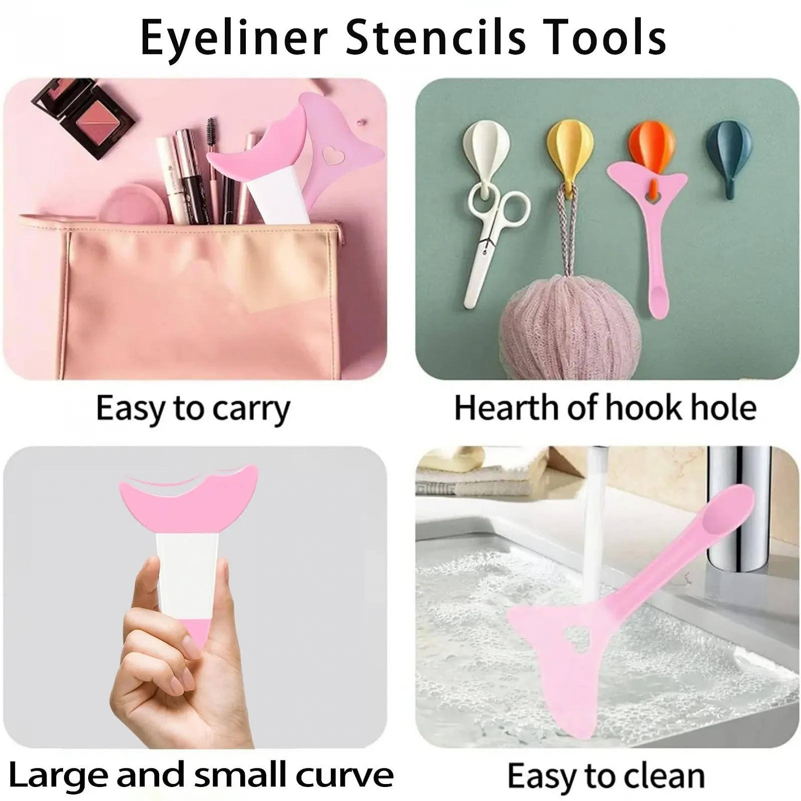 Набір Eyeliner Stencils Силіконовий Рожевий, фото №6