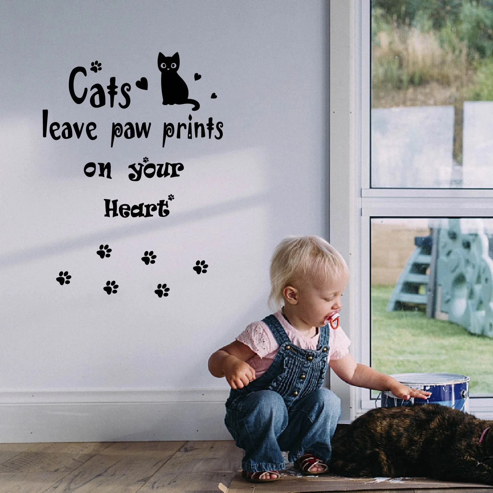 Наклейка на стіну SUPERDANT Cat Paw Prints 30 x 60 см Чорний, фото №3