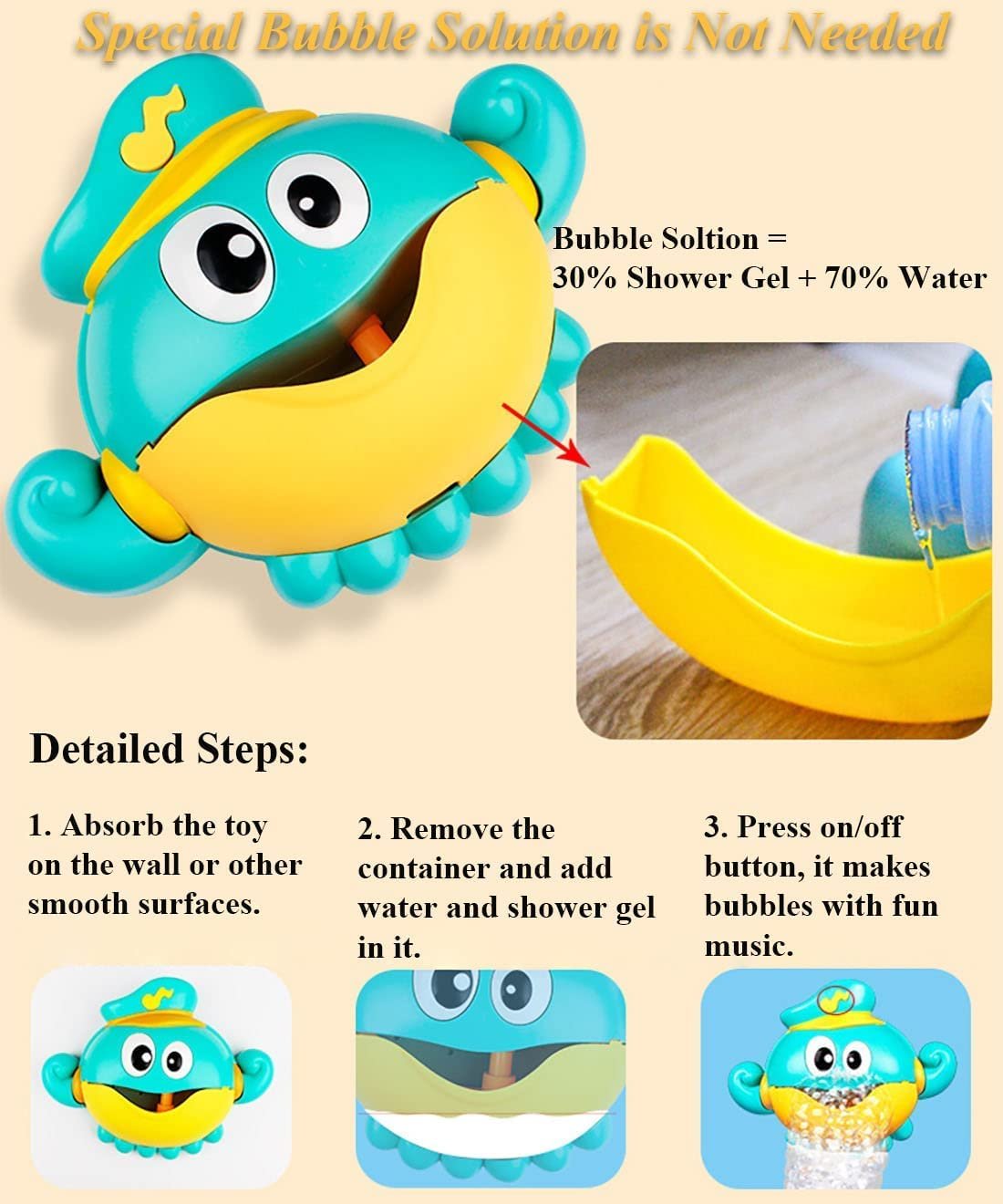 Іграшка для ванни Morofme Автоматична машина для бульбашок у вигляді восьминога з музикою 1000+ бульбашок за хвилину, фото №4 Іграшка для ванни Morofme Автоматична машина для бульбашок у вигляді восьминога з музикою 1000+ бульбашок за хвилину, фото №4