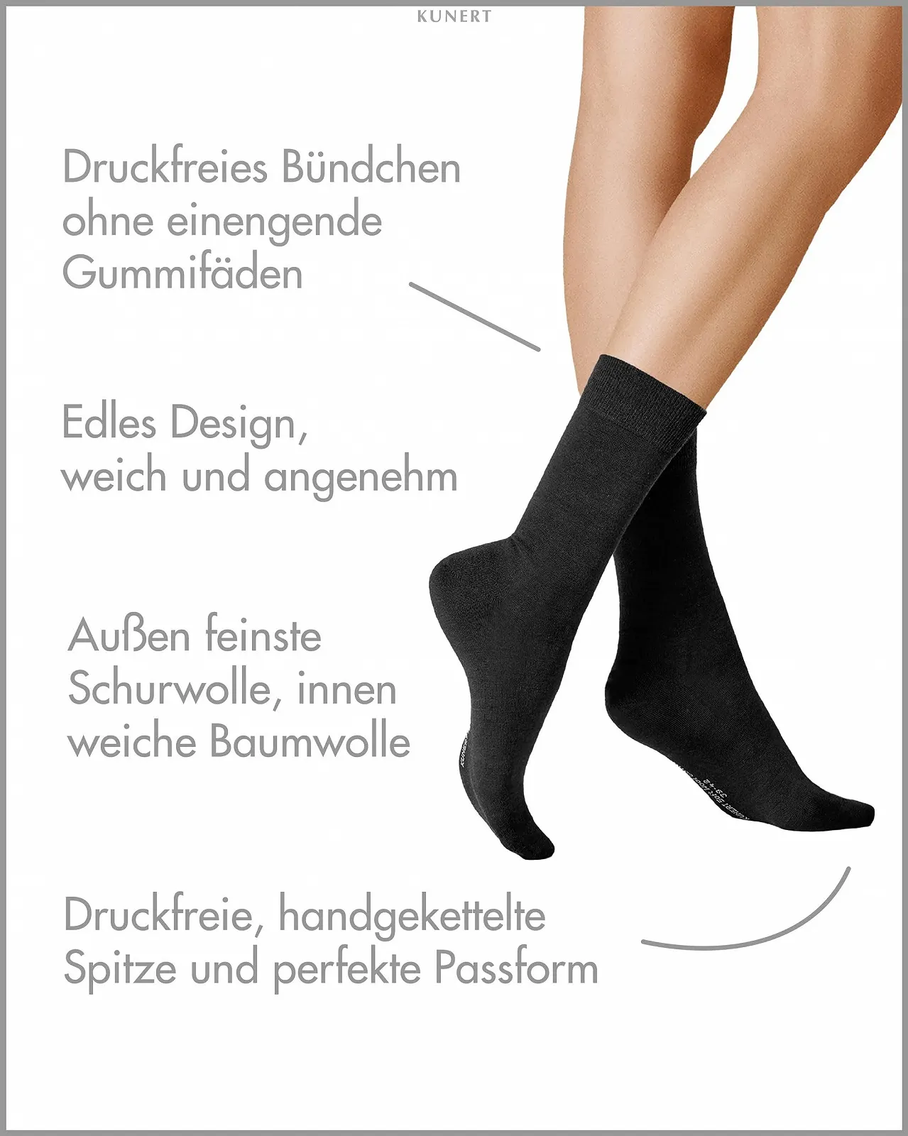 Женские носки KUNERT Soft Wool Cotton без давления в поясе, фото №2