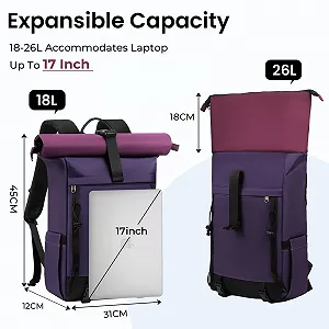 Рюкзак Rolltop Rainsmore 17 дюймів Purple synthetic.ua - Фото 1