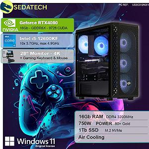 Комплект Sedatech Advanced Gaming PC Intel i5-12600KF RTX4080 16GB RAM 1TB SSD M.2 Windows 11 Монітор 28 дюймів synthetic.ua - Фото 1