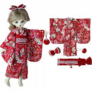 Одежда XiDonDon New 1/6 BJD Кимоно Халат Купальный Заколка Розово-красный для 30 см Кукла - Фото 1