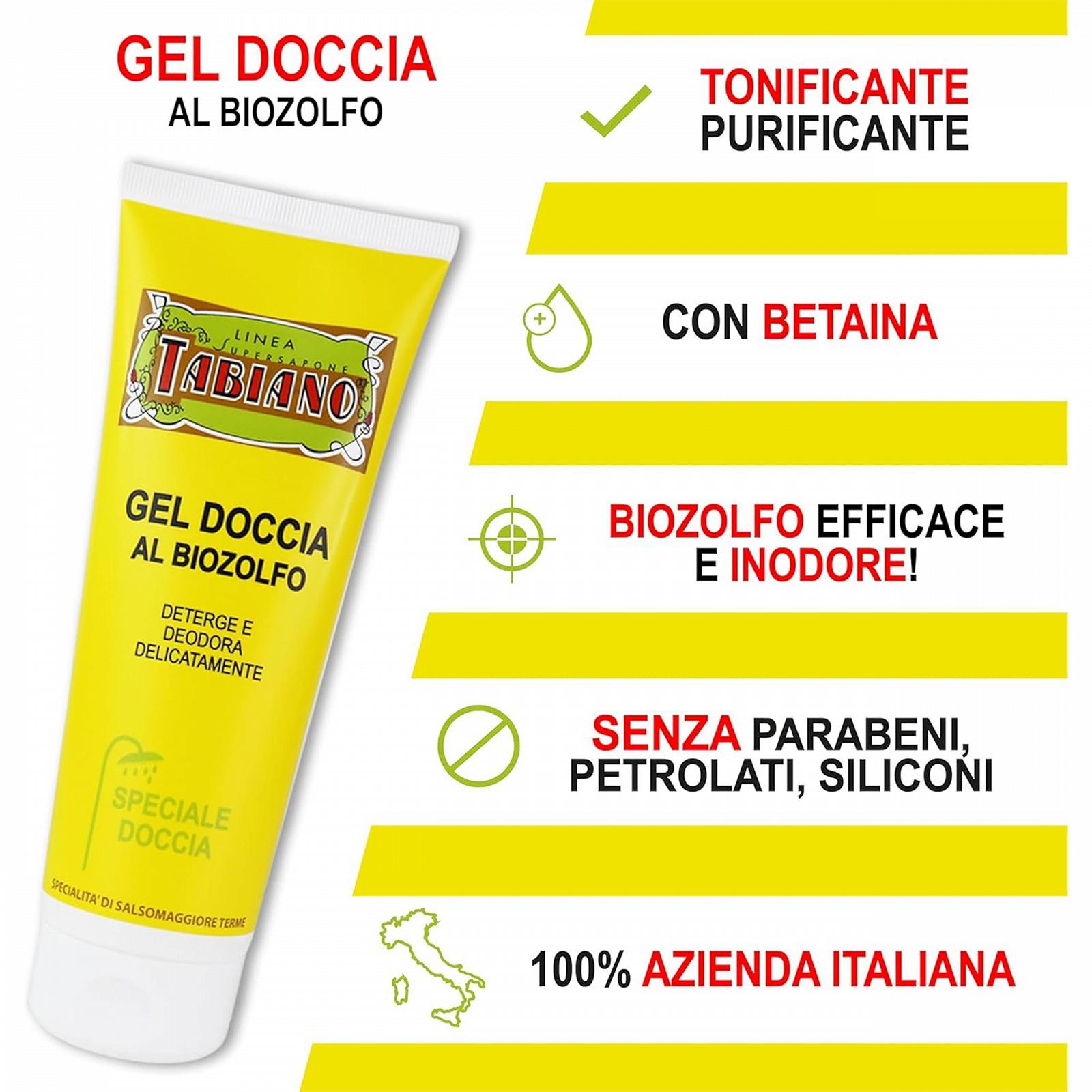 Гель для душу Pilogen Carezza Tabian Super Soap BioSulphur з бетаїном 250 мл x 6, фото №6 Гель для душу Pilogen Carezza Tabian Super Soap BioSulphur з бетаїном 250 мл x 6, фото №6