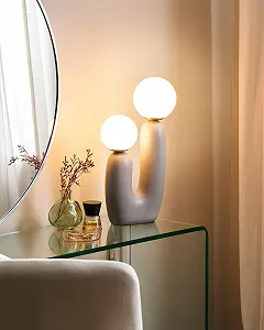 Настільна лампа Beliani Tulun 2 лампи 40 см сучасна Сіра synthetic.ua - Фото 1