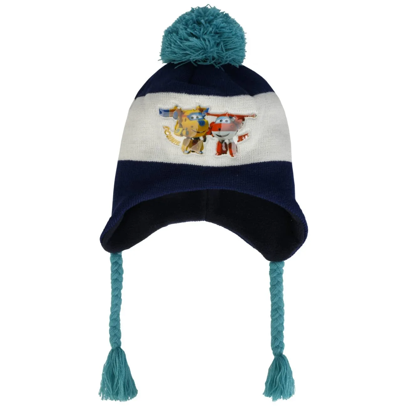 Вязаная детская шапка с помпоном Super Wings Hutshopping, темно-синяя, фото №2 Вязаная детская шапка с помпоном Super Wings Hutshopping, темно-синяя, фото №2