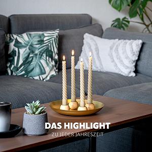 Тарілка для свічок bremermann з 4 магнітними тримачами для конічних свічок Метал/Дерево Золото synthetic.ua - Фото 1