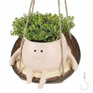 Підвісний горщик Усміхнене обличчя на гойдалці Полімерний - Фото 1