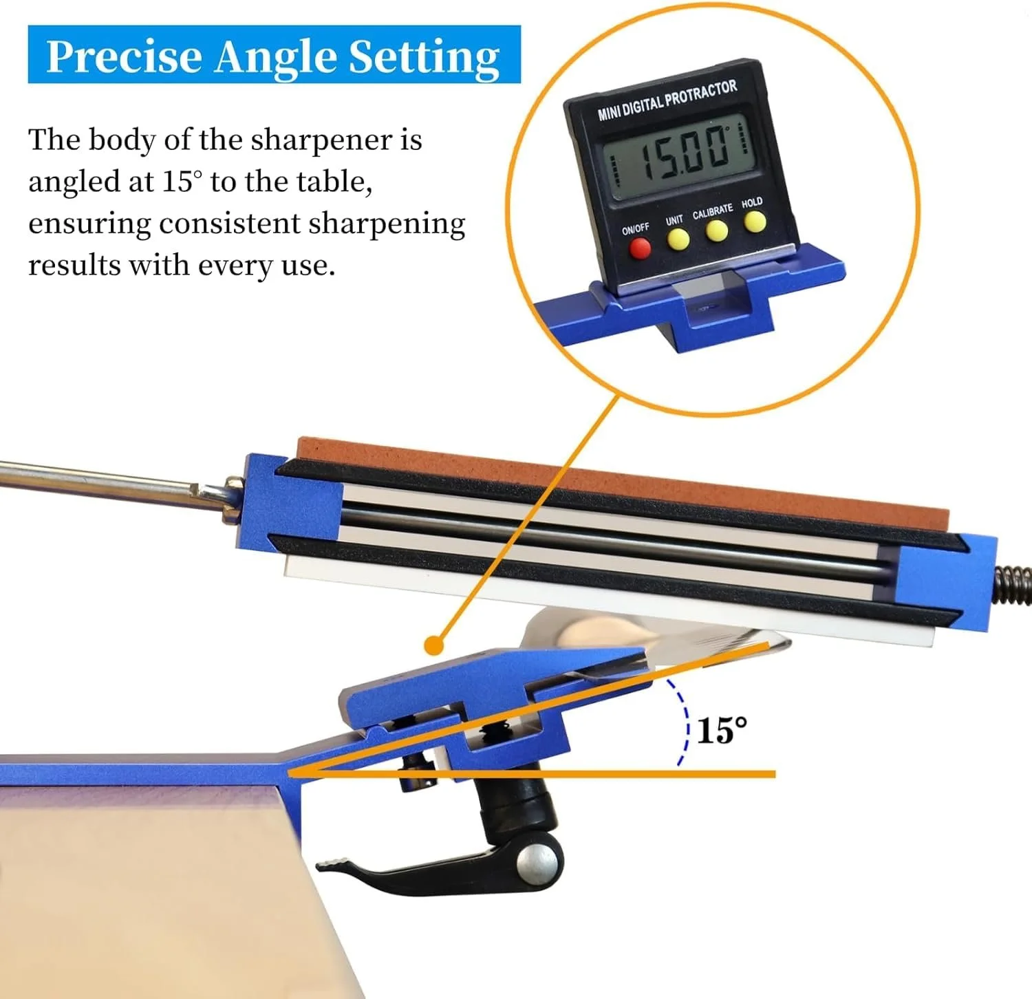 Точилка для ножів професійна з нержавіючої сталі з 6 алмазними каменями 120/320/600/800/1500/3000, фото №5