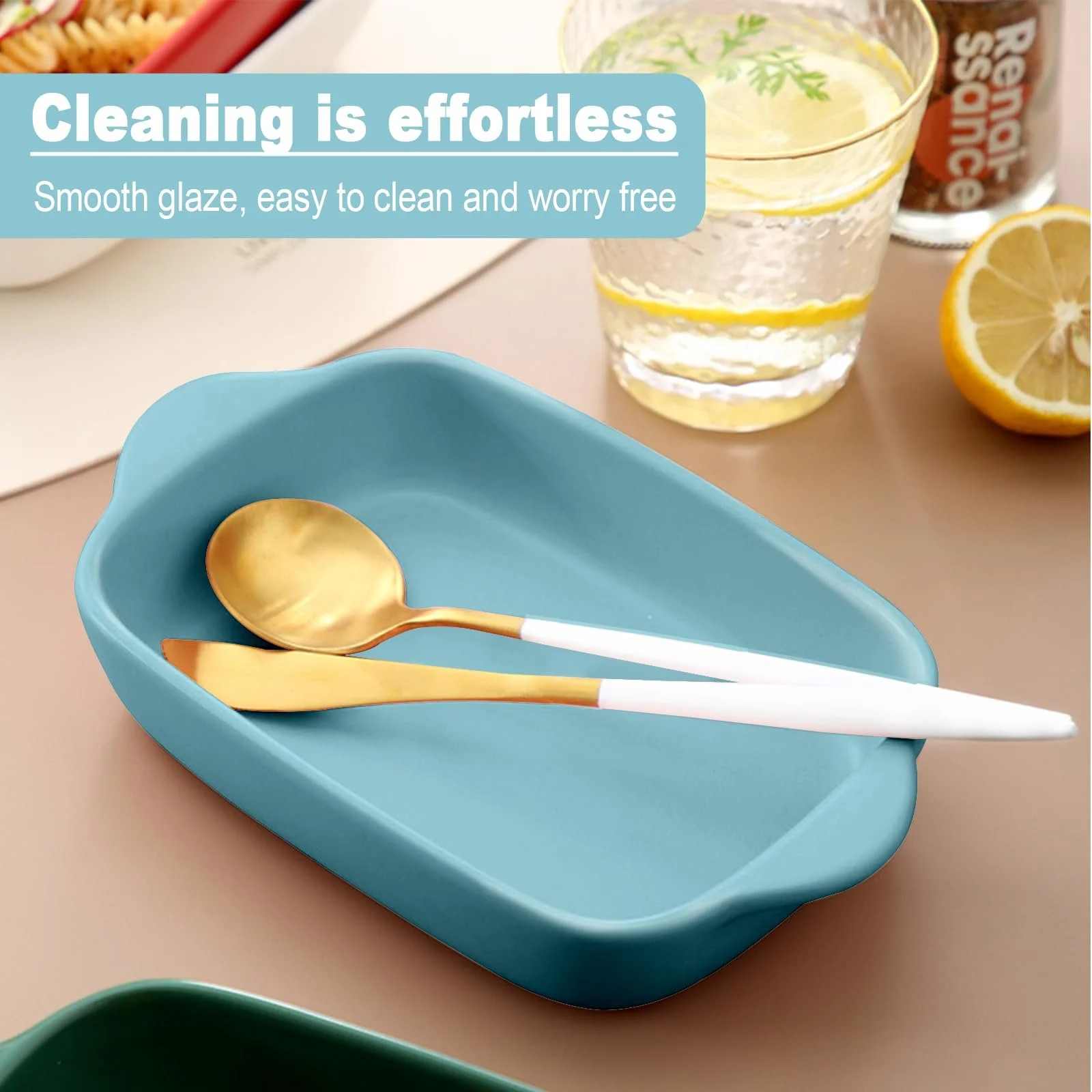 Набор керамических форм для лазаньи 2 шт. прямоугольные с ручками 23,5 x 13,5 см, фото №6