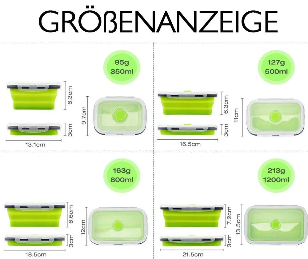 Складні контейнери Reusable 4 шт. Green, фото №4