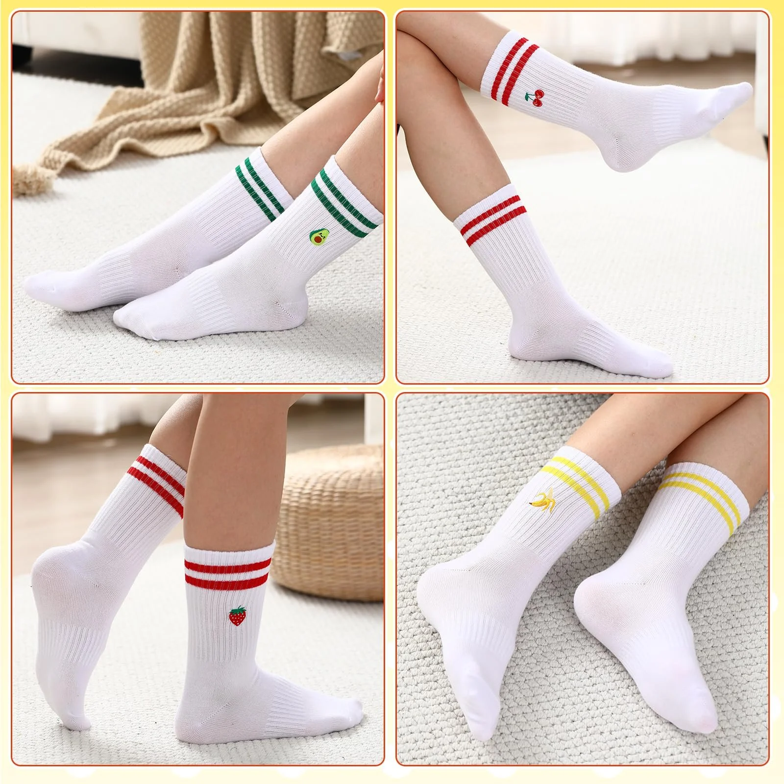 Носки Sintege 8 пар Мужские Женские Теннисные носки Белые Спортивные носки с фруктовым узором Ретро Носки для хайкинга Тренировочные носки Носки для бега Носки для кроссовок для спорта + ежедневного использования, фото №4 Носки Sintege 8 пар Мужские Женские Теннисные носки Белые Спортивные носки с фруктовым узором Ретро Носки для хайкинга Тренировочные носки Носки для бега Носки для кроссовок для спорта + ежедневного использования, фото №4