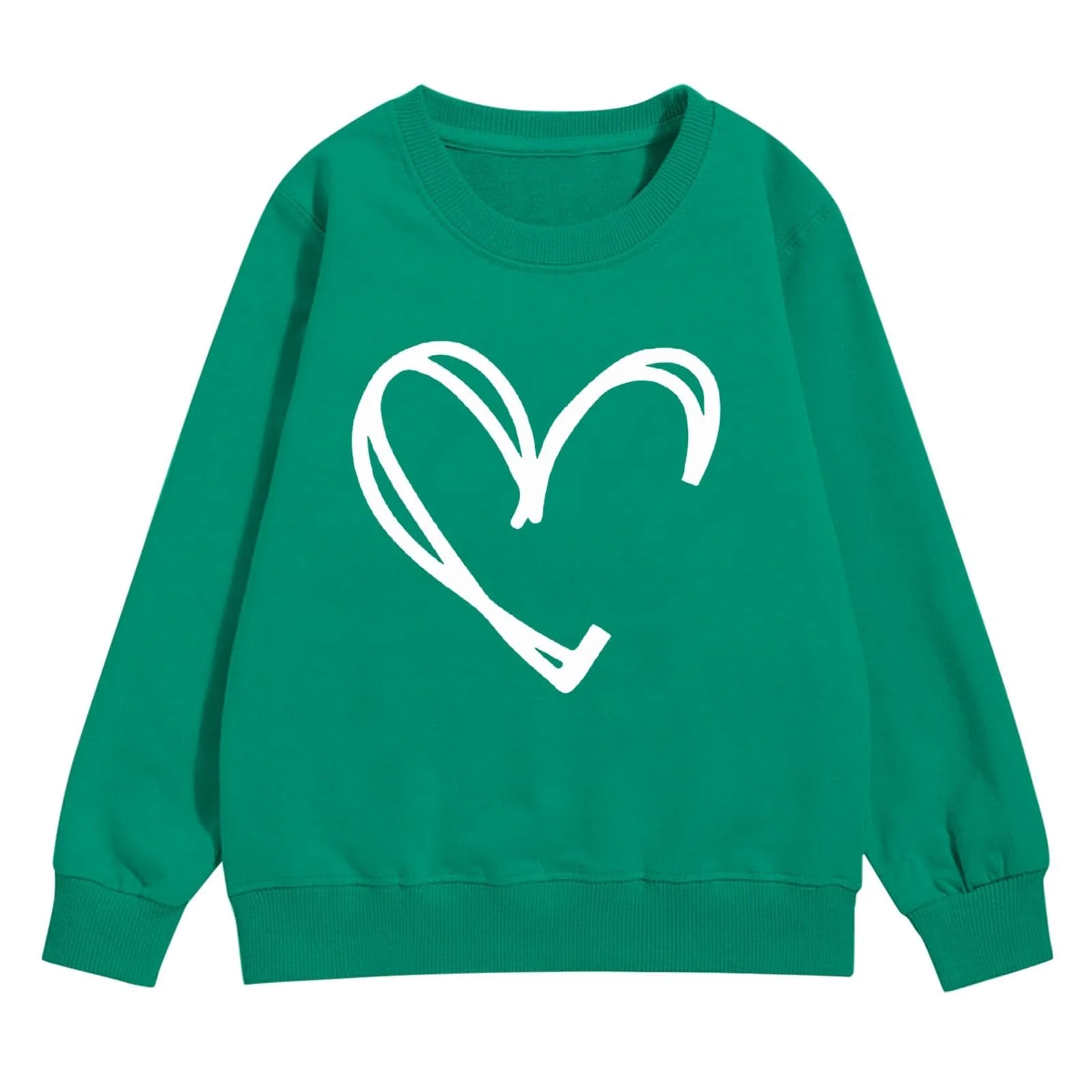 YHHRJAI Толстовка для дівчинки з принтом серця, круглим вирізом, м’який пуловер з буквеним принтом, довгими рукавами, фото №1