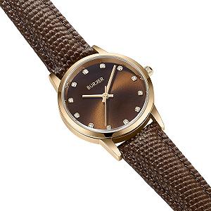 Женские часы BURKER Amy Круглые женские часы с цирконием, кожаный ремешок, нержавеющая сталь, аналоговый кварцевый, 3 ATM водонепроницаемые ">– 32 мм ">– Золотой коричневый / Коричневая кожа, Золотой коричневый - Коричневая кожа, Браслет synthetic.ua - Фото 1