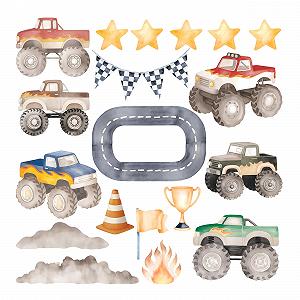 Набір настінних наклейок GRAZDesign Monster Truck Racing для дитячої кімнати synthetic.ua - Фото 1
