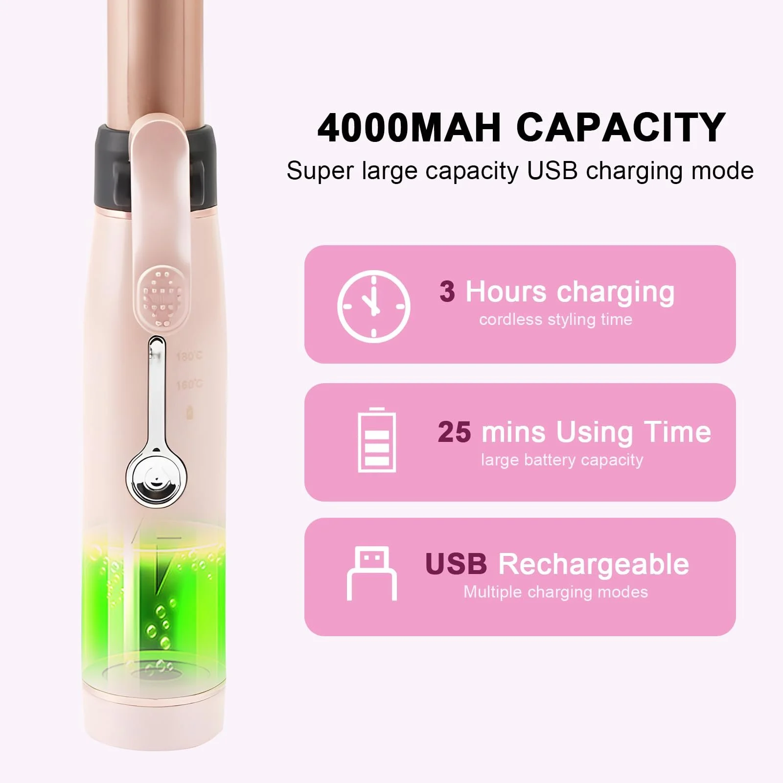 Мини-плойка-выпрямитель безпроводная 19 мм керамическая USB-перезаряжаемая 2 режима нагрева, фото №3 Мини-плойка-выпрямитель безпроводная 19 мм керамическая USB-перезаряжаемая 2 режима нагрева, фото №3