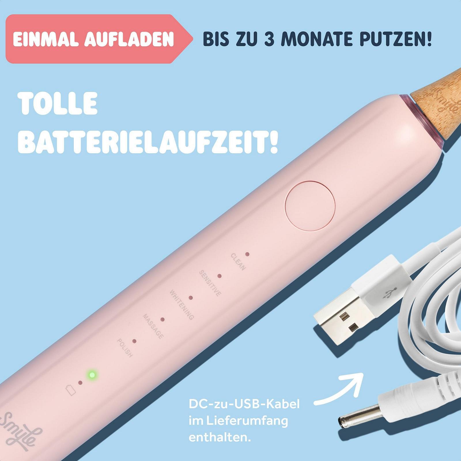 Електрична звукова зубна щітка Smyle Sonic з датчиком 5 режимів Ніжно-рожевий, фото №3