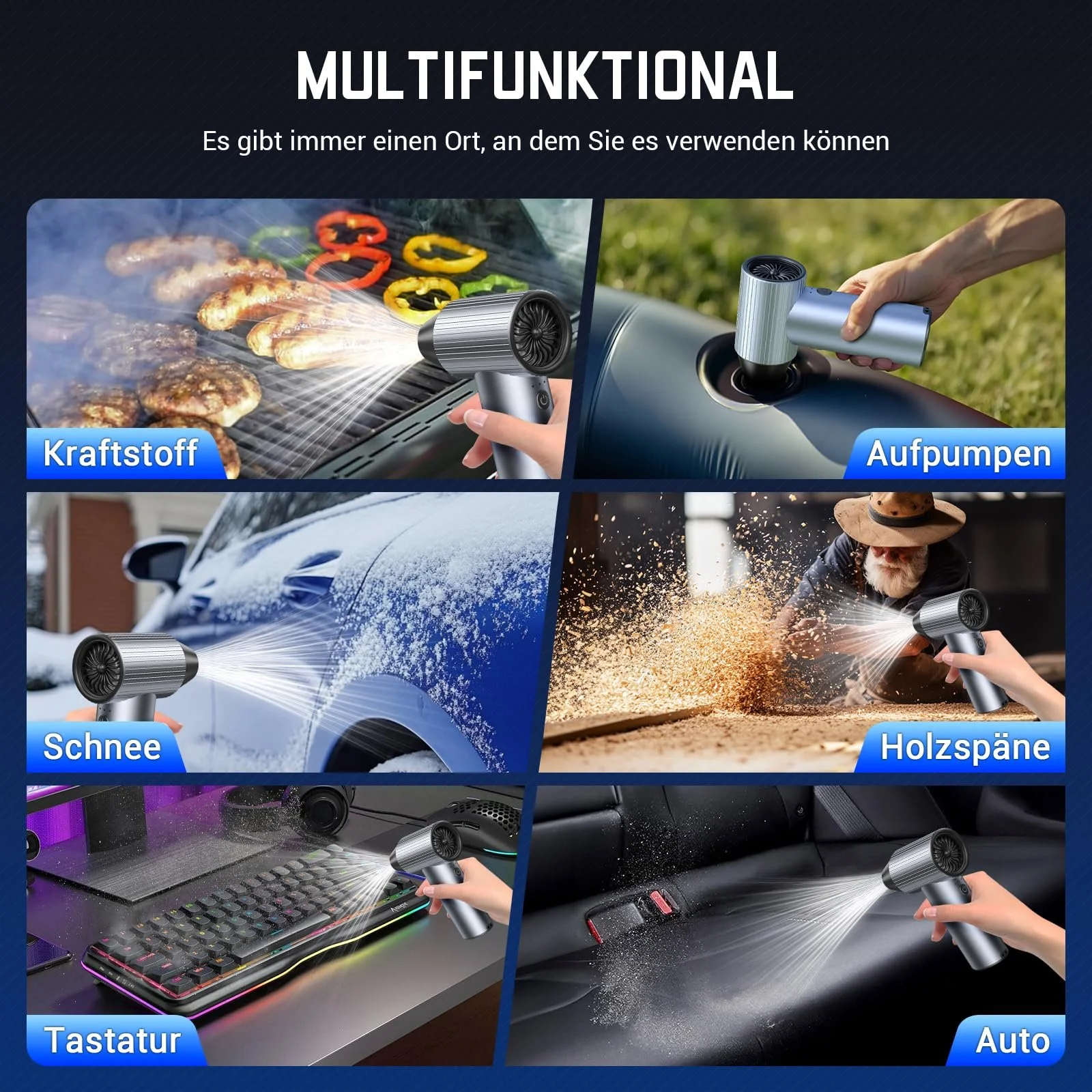 Аккумуляторная воздуходувка Solareye 3 скорости 300,000 rpm 7500 mAh USB Металл, фото №6 Аккумуляторная воздуходувка Solareye 3 скорости 300,000 rpm 7500 mAh USB Металл, фото №6