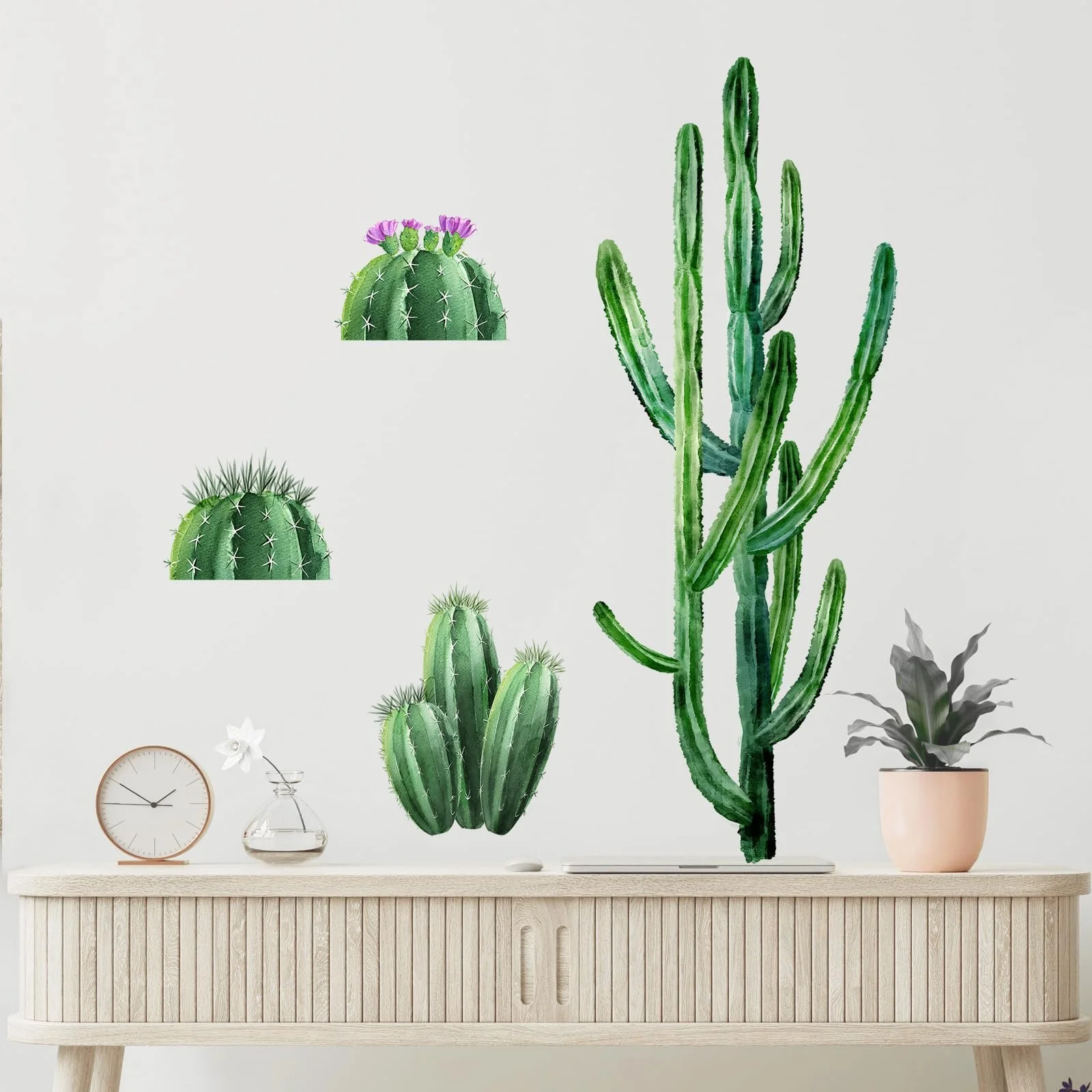 Наклейка на стіну Supzone Кактус Тропічні рослини зелена, фото №3