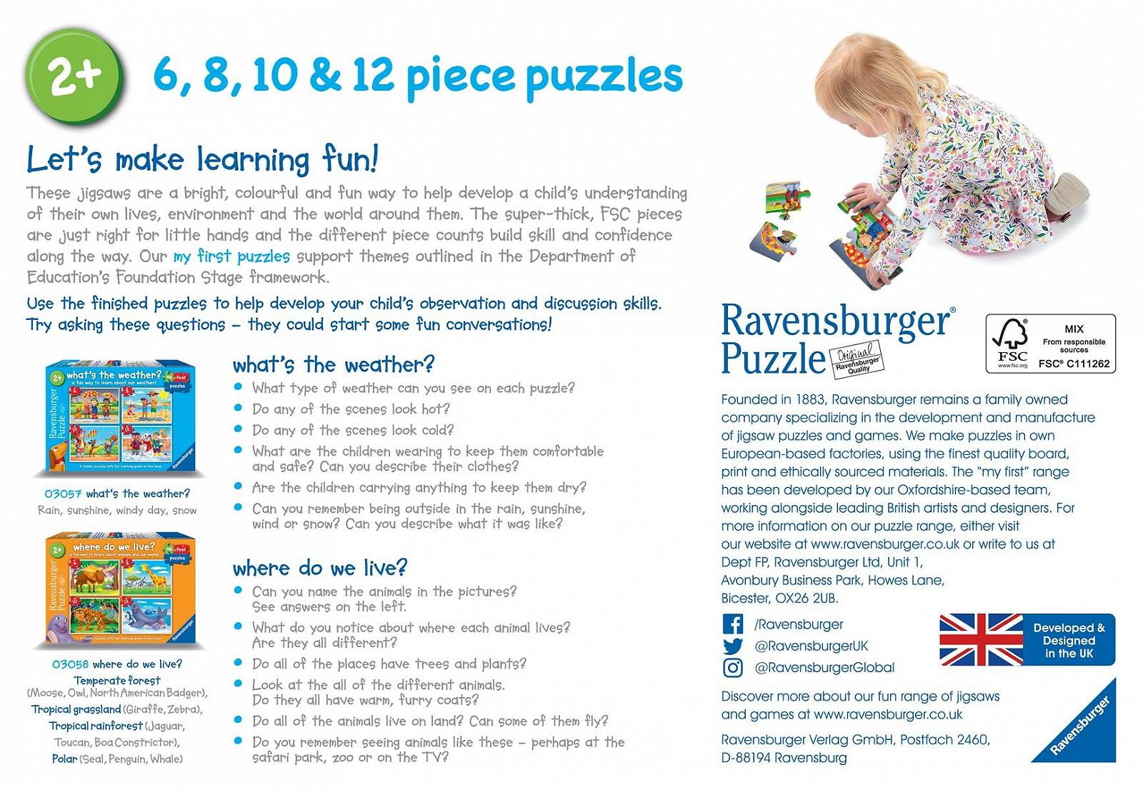 Набір пазлів Ravensburger My First Puzzles What's The Weather 2, 3, 4 та 5 деталей, фото №6