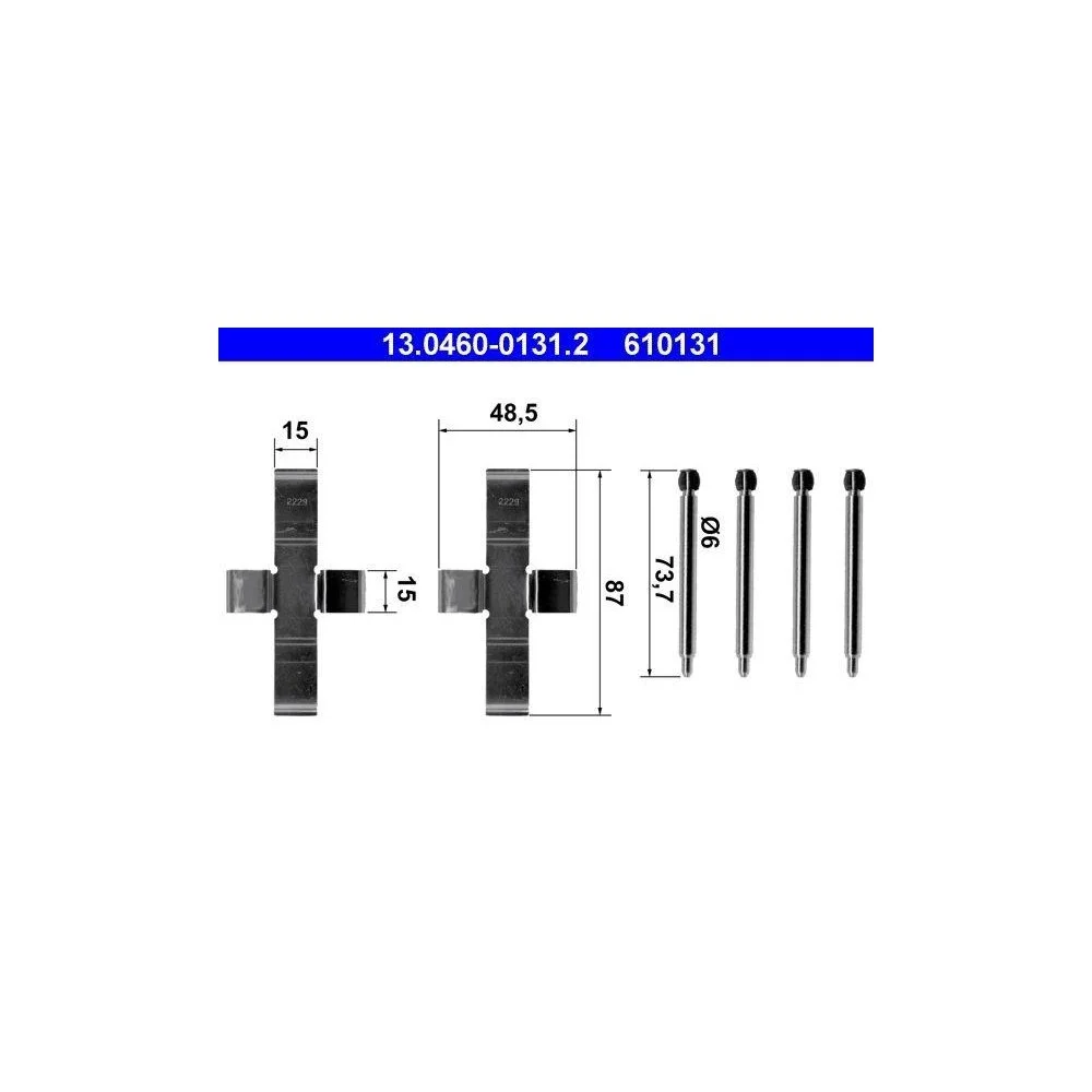 Ремкомплект гальмівних колодок ATE 13.0460-0131.2 для MERCEDES-BENZ, фото №1