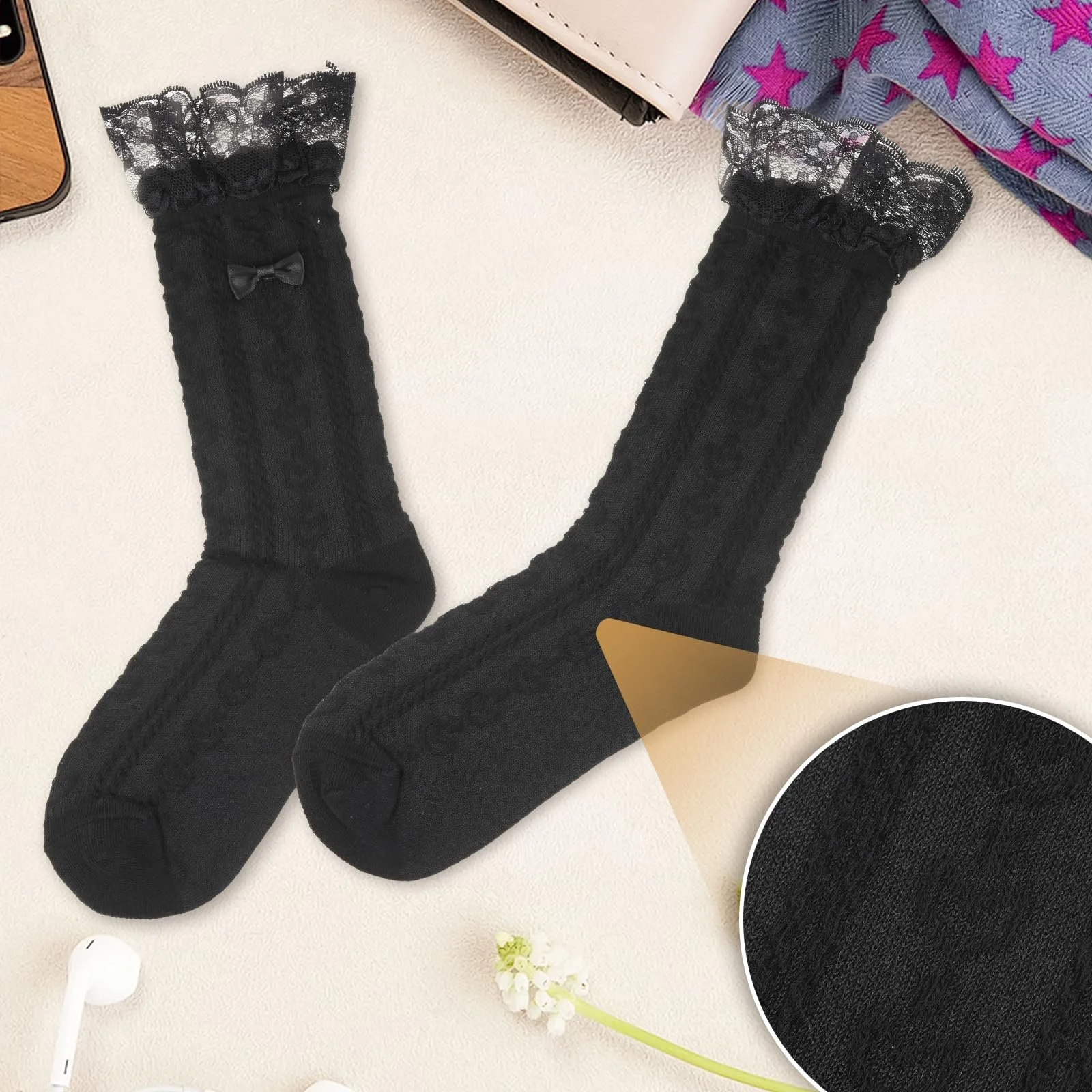 Шкарпетки з мереживом Білі Жіночі, фото №4