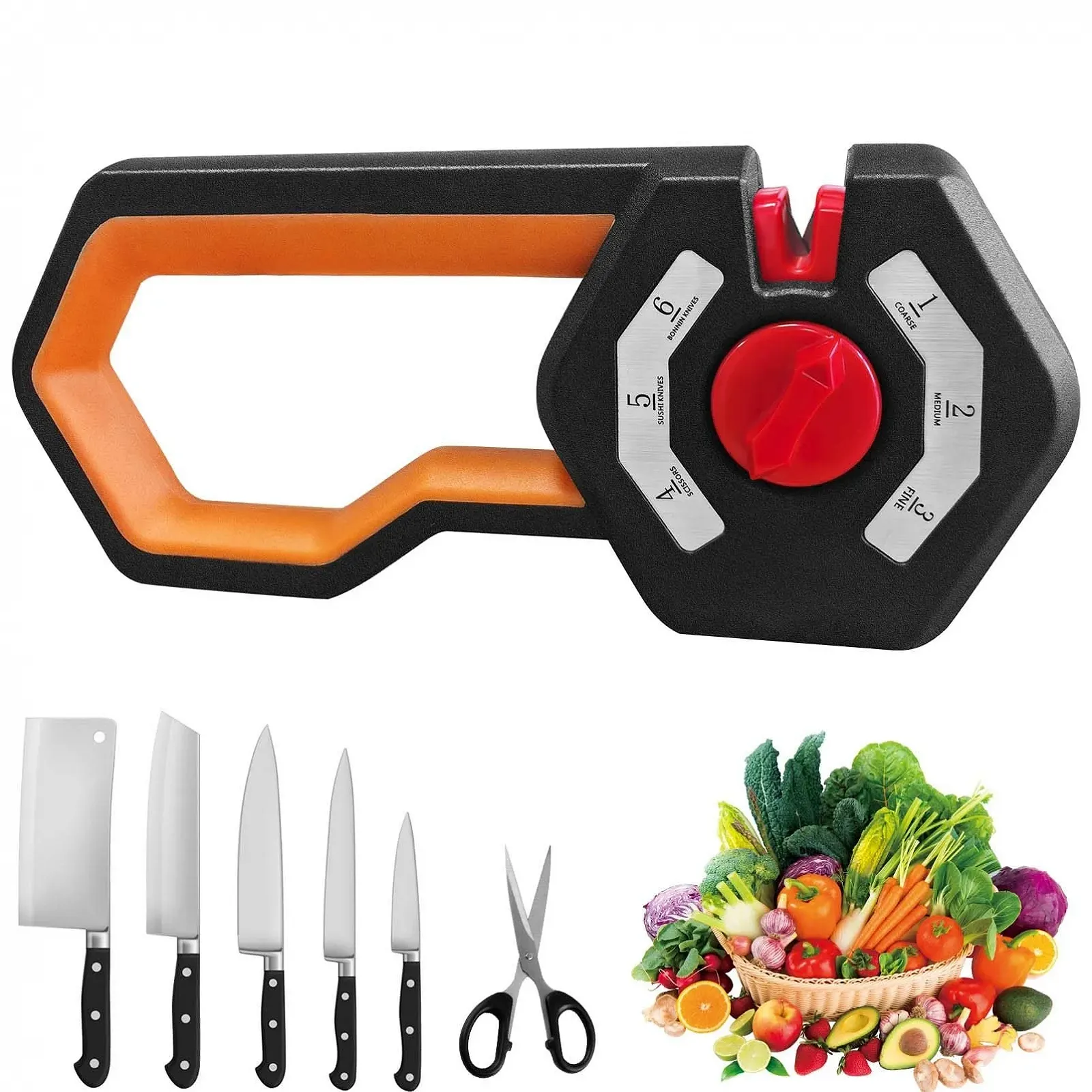 Точилка для ножей 6-в-1 с регулировкой угла 6 уровней эргономичная ручка, фото №2 Точилка для ножей 6-в-1 с регулировкой угла 6 уровней эргономичная ручка, фото №2