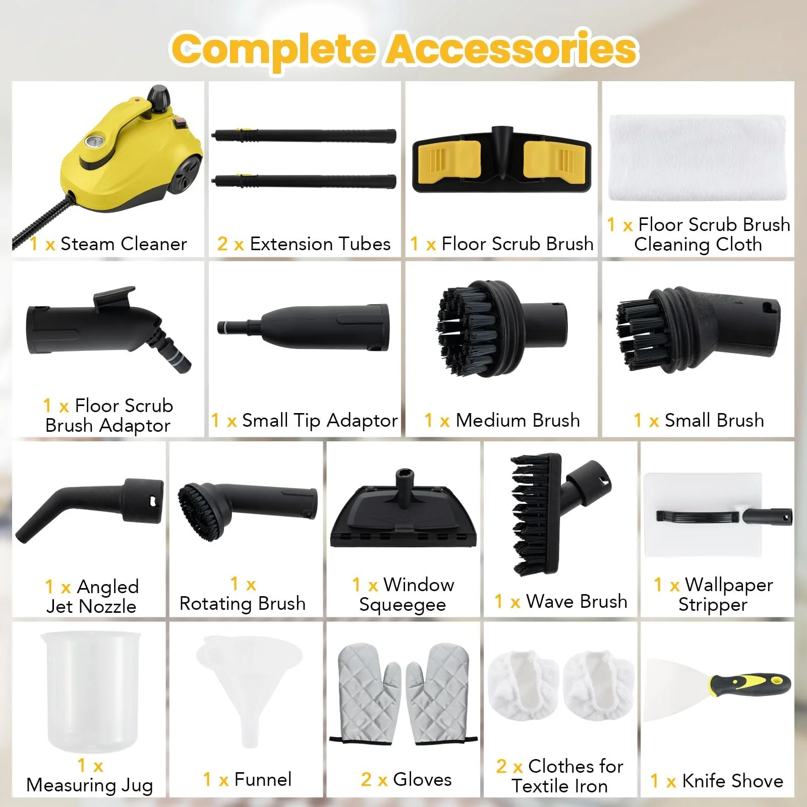 Пароочисник FANTASK 1,8 л 2000 Вт 160 °C жовтий, фото №7