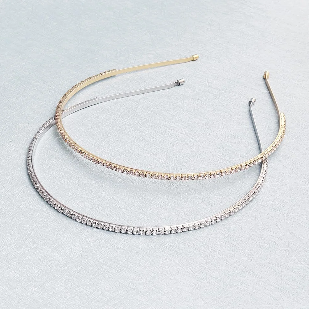 Обруч для волосся Метал зі стразами сріблястий, фото №3