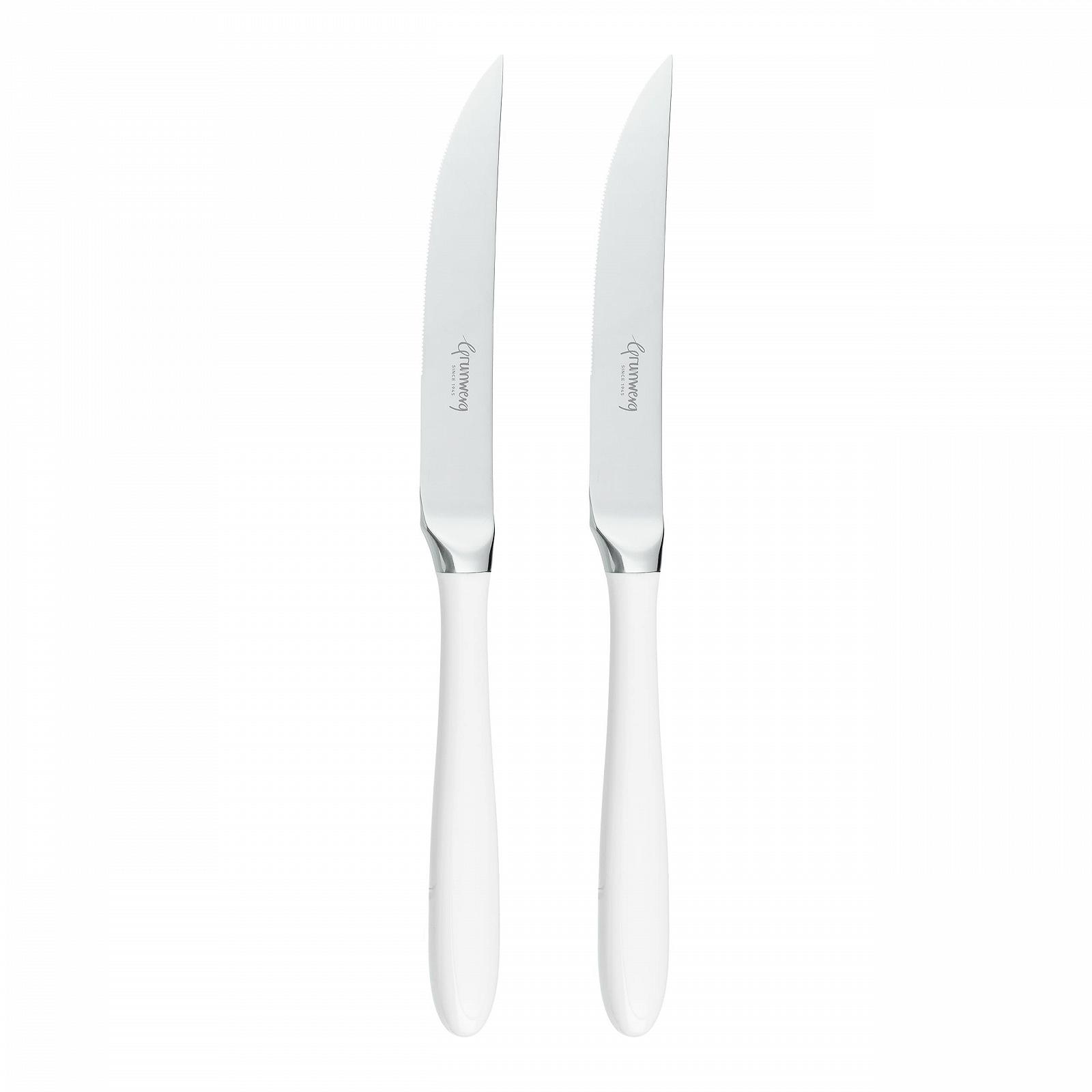 Набор из 2 ножей для стейка Rockingham Forge Luxury, нержавеющая сталь, белые ручки из ПБТ пластика, фото №1 Набор из 2 ножей для стейка Rockingham Forge Luxury, нержавеющая сталь, белые ручки из ПБТ пластика, фото №1