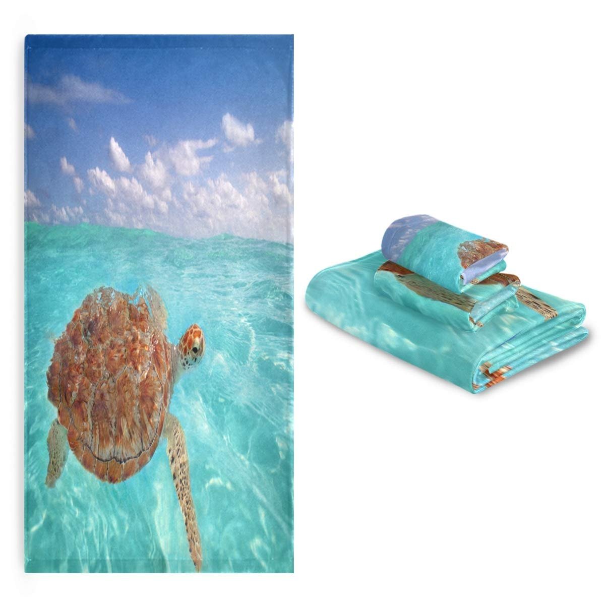 Набір рушників BEUSS Green Sea Turtle 100% бавовна 3 предмети Зелений, фото №7