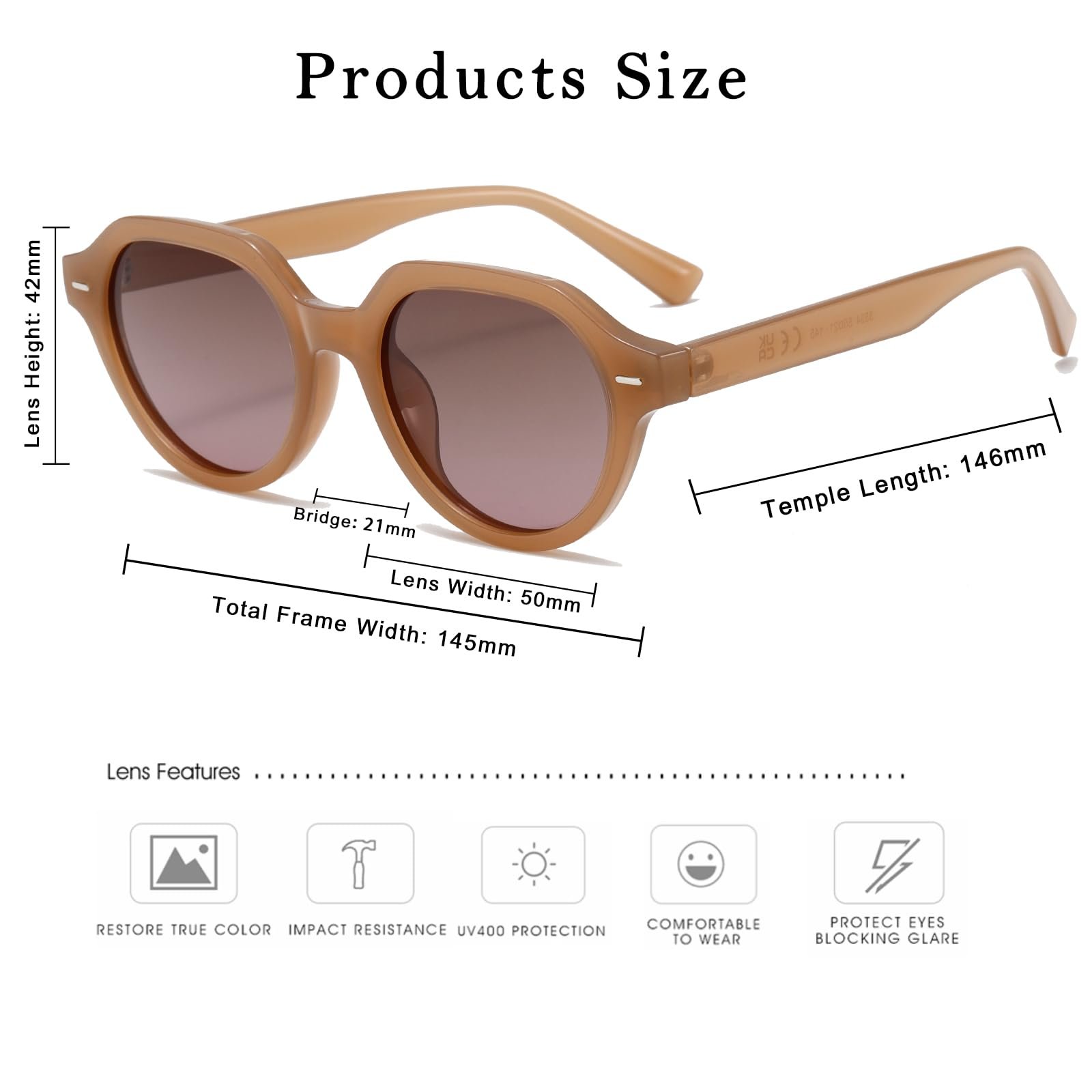 Круглі сонцезахисні окуляри Retro Long Keeper для жінок і чоловіків, класичні поляризовані, фото №3